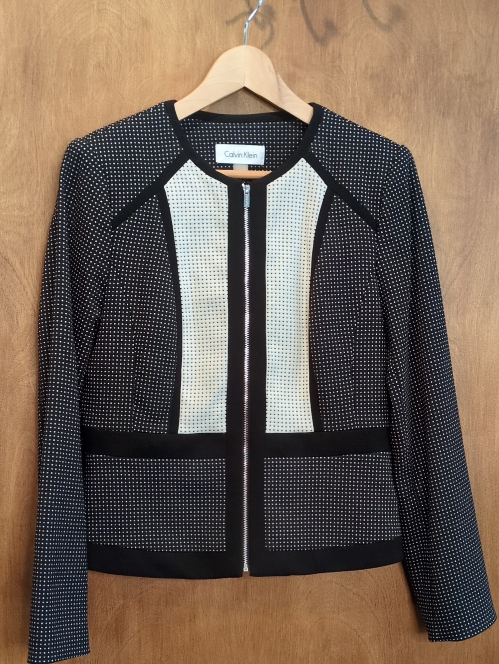 Calvin Klein Black & White Zip Blazer